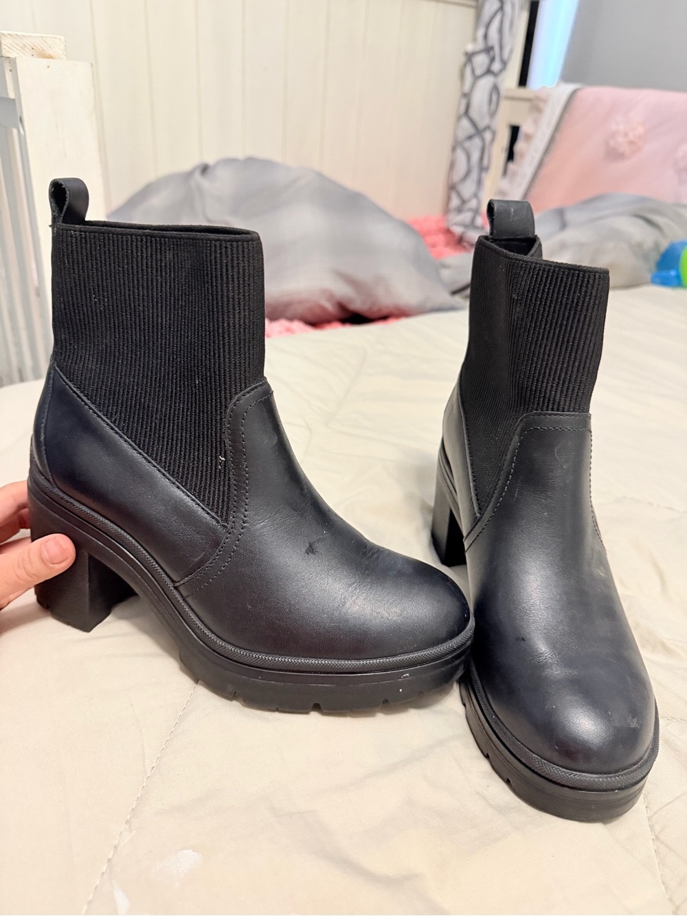 Flexi Black Chunky Chelsea Ankle Boots